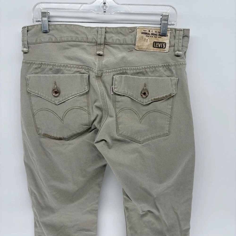 Vintage Levis Tab Twills Pants Beige Slim Straight Work Wear Y2K White Tab 32X30
